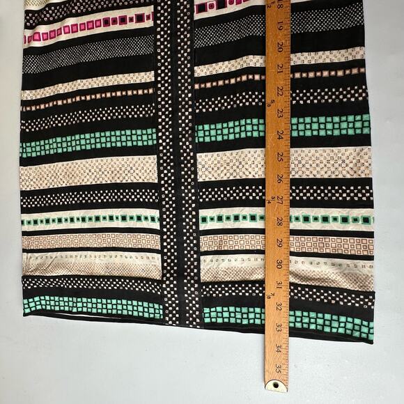 Diane Von Furstenberg Dress Womens 10 Black Striped 100% Silk Aztec Quiet Luxury - Picture 12 of 14